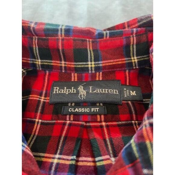 Ralph Lauren Mens Classic Fit Shirt Long Sleeve Button Down Plaid Red Size M - Picture 3 of 8